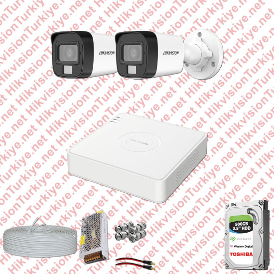 Hikvision 02 Kameralı Colorvu Hibrit Güvenlik Kamerası